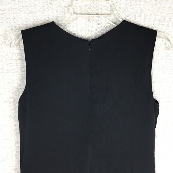Vince Leather Panel Shift Dress Women's Size 0 Black Silk Sleeveless Short - Picture 9 of 11